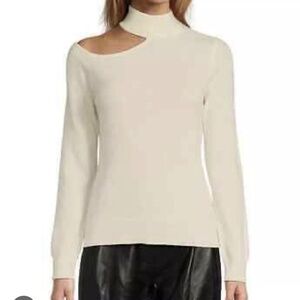 Antonio Melani 100% Cashmere Sweater Women's  Cutout Ivory Sz L  NWT Retail $149